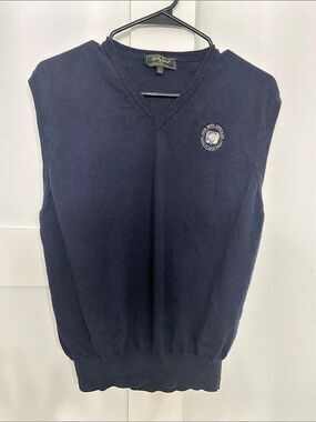 VTG 1990's Bobby Jones Bob Hope classics navy blue V-Neck Wool Vest Size L